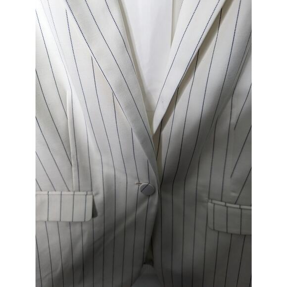 Ann Taylor Factory One Button Blazer White Blue Pinstripe Plus Size 16 NWT - Picture 6 of 11